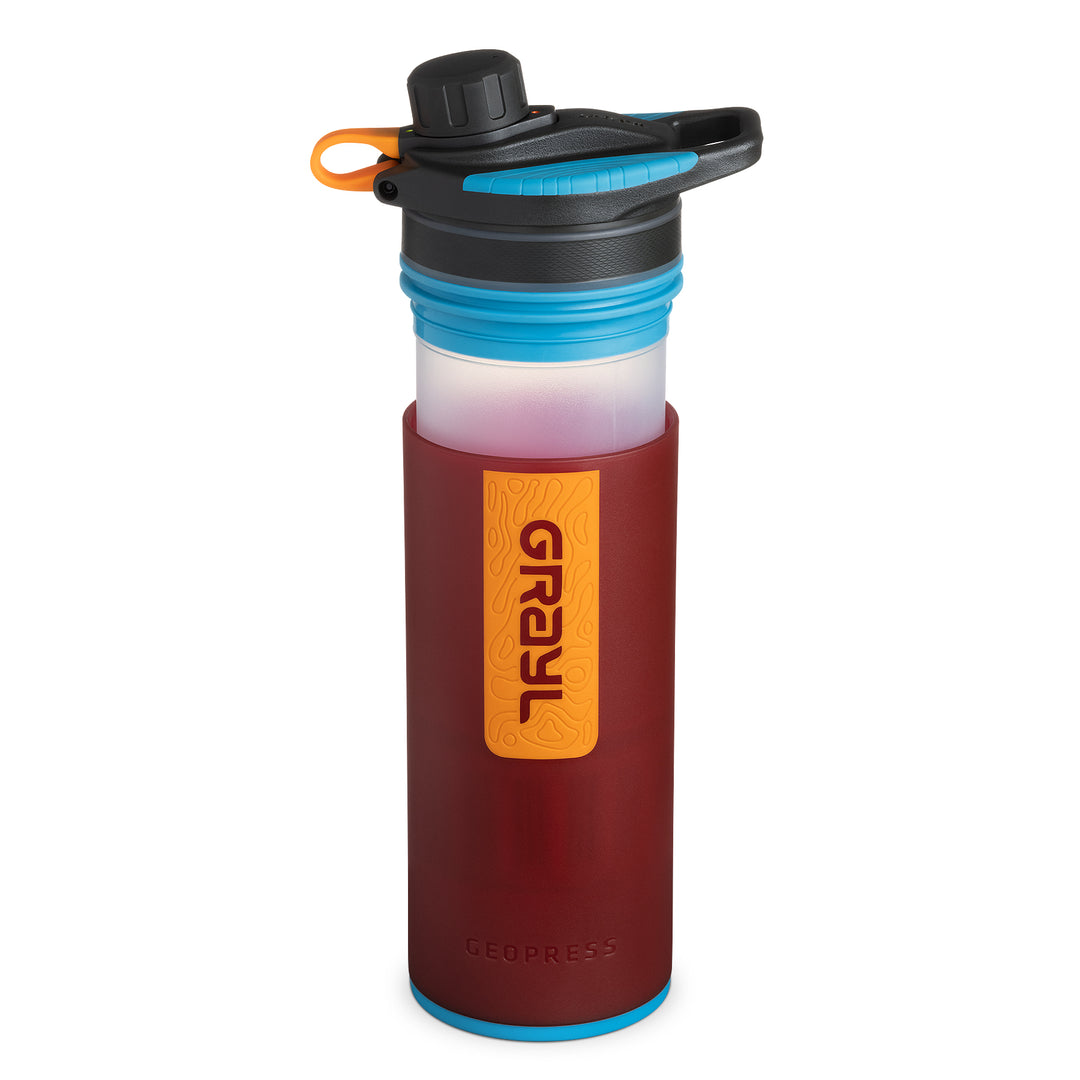 Best top rated Grayl GeoPress Filter and Purifier Water Bottle - 24 Fluid Ounces / Nature Edition / Purifying Press View / Wanderer Red