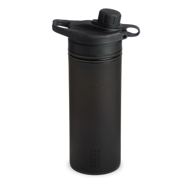 Best top rated Grayl GeoPress Filter and Purifier Water Bottle - 24 Fluid Ounces / Covert Edition / Back of Bottle View / Covert Black