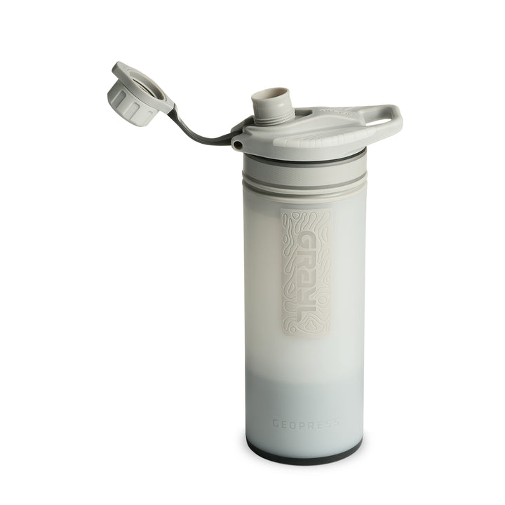 Best top rated Grayl GeoPress Filter and Purifier Water Bottle - 24 Fluid Ounces / Covert Edition / Spout Cap Off View / Peak White