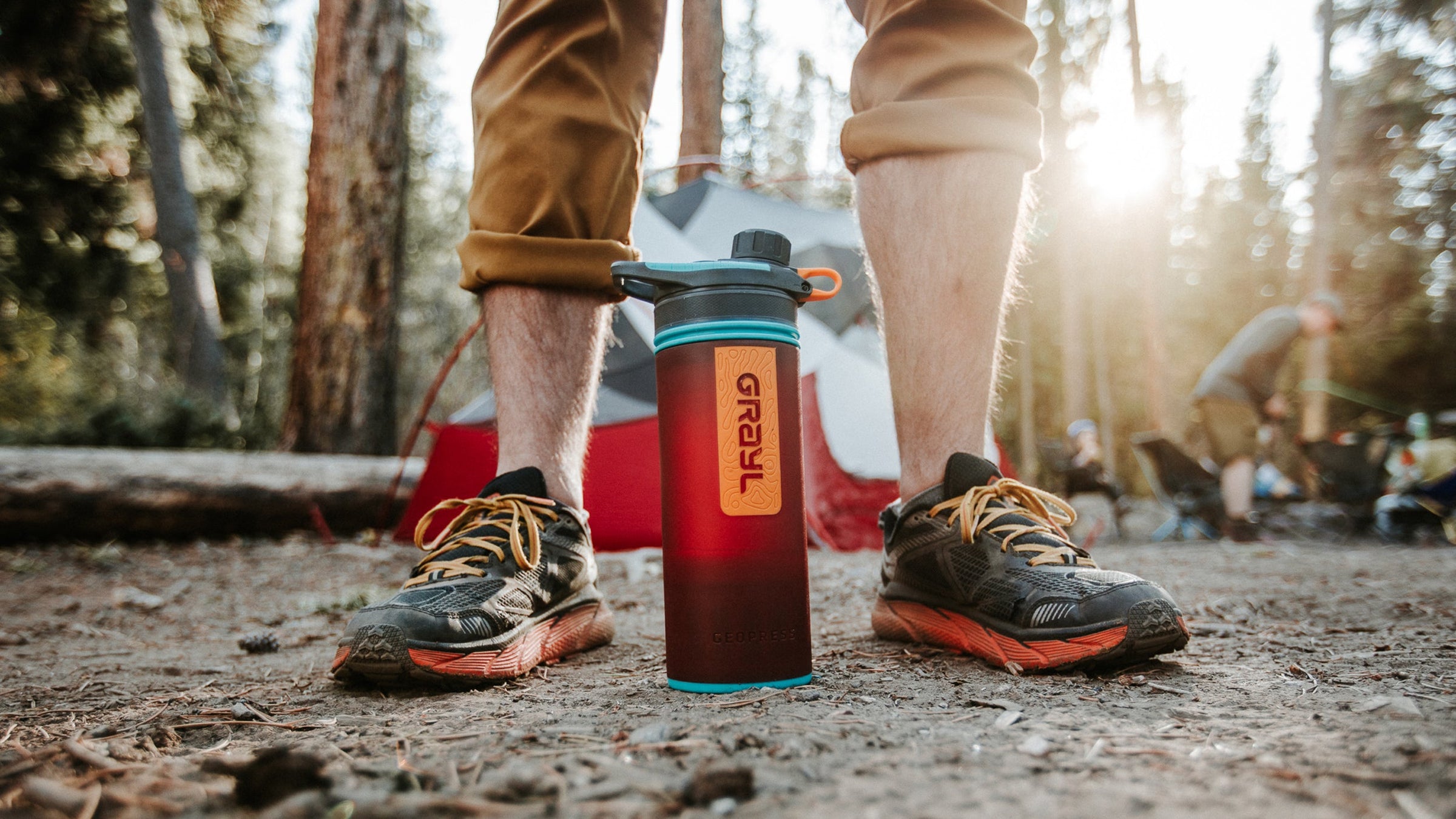A GeoPress (Wanderer Red) photographed in Boulder Colorado campsite.